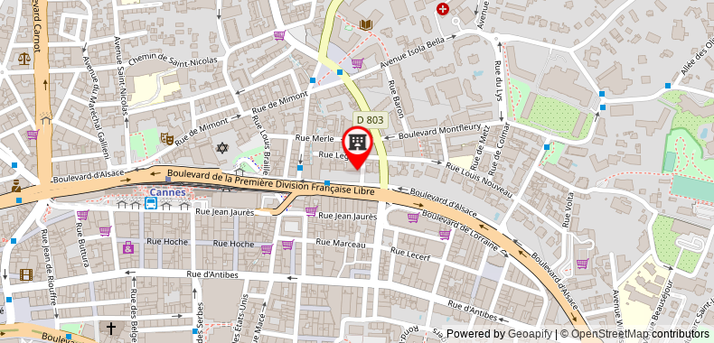 在地图上查看GOLDEN TULIP CANNES HOTEL de PARIS