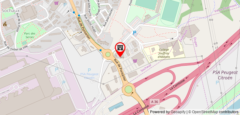 Bản đồ đến Khách sạn Premiere Classe Montbeliard - Sochaux