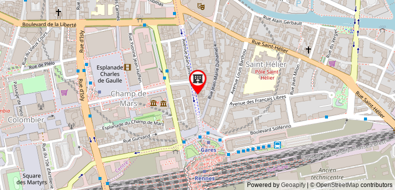 Bản đồ đến Khách sạn The Originals City, Le Sevigne, Rennes Gare (Inter-)