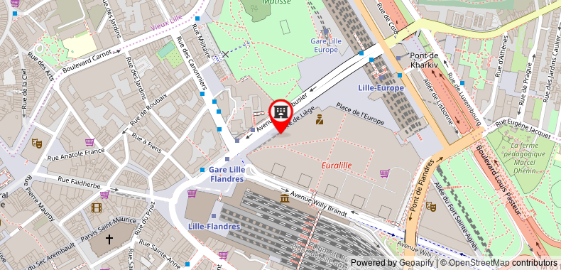 Bản đồ đến Khách sạn Lille Europe