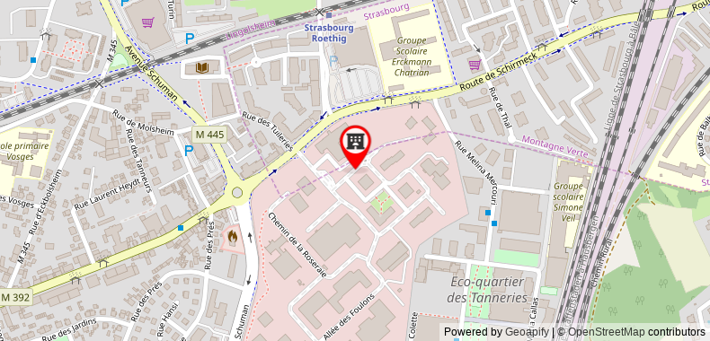 在地图上查看斯特拉斯堡林戈海姆康鉑酒店