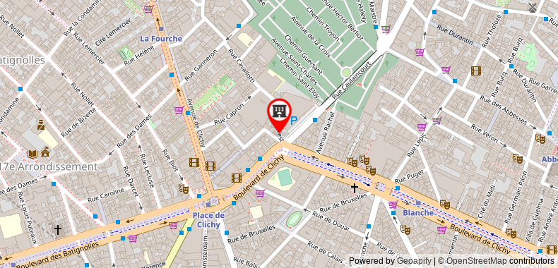Bản đồ đến Khách sạn Modern Montmartre Paris