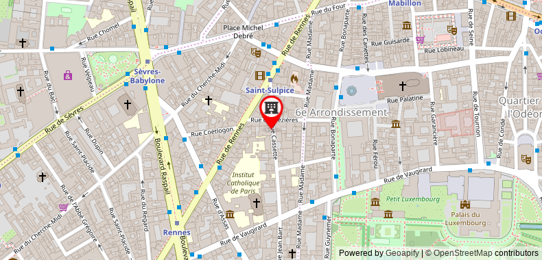 Hotel de l'Abbaye Saint Germain on maps