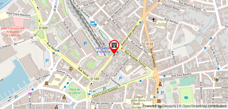 在地图上查看B&B HOTEL Les Sables-d'Olonne Centre Gare