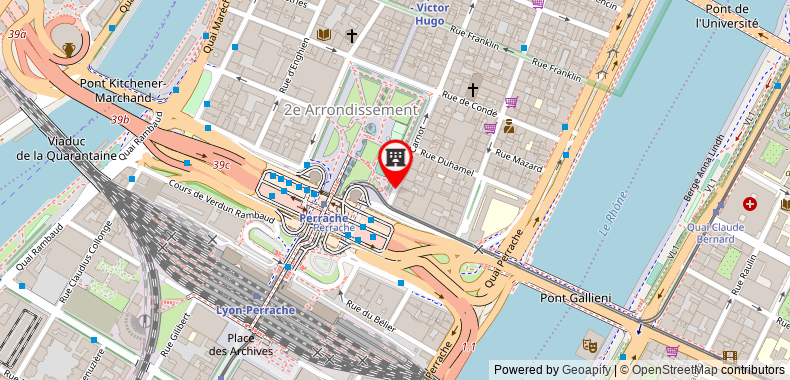 在地图上查看里昂中央車站佩拉切康弗倫斯康鉑酒店