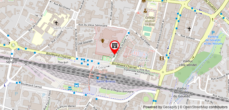 在地图上查看聖布里厄火車站中心宜必思尚品酒店