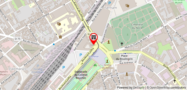 在地图上查看Hotel Porte Mars Reims Gare centre