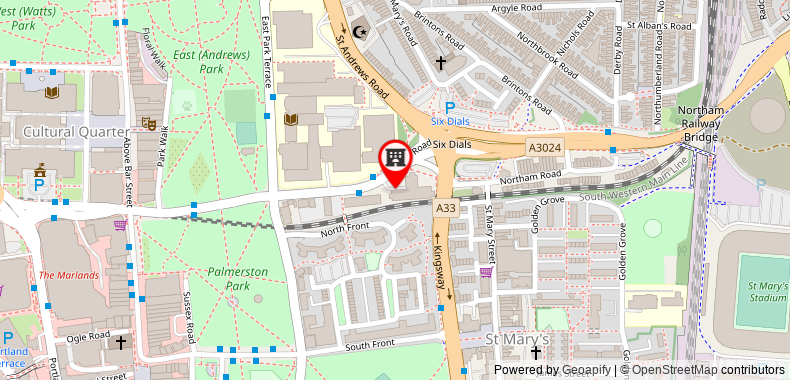 在地图上查看普瑞米爾酒店南安普敦市中心