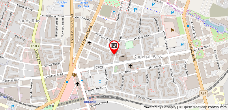 In City Centre / Parking / Private Entrance on maps