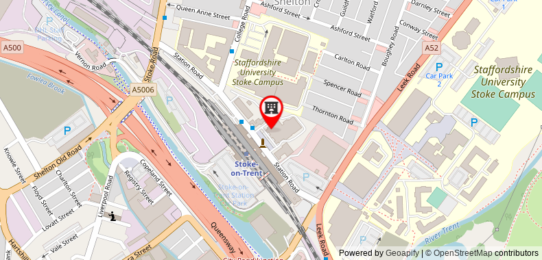Bản đồ đến Khách sạn North Stafford Town Centre