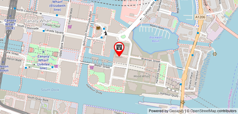 TRIBE London Canary Wharf on maps