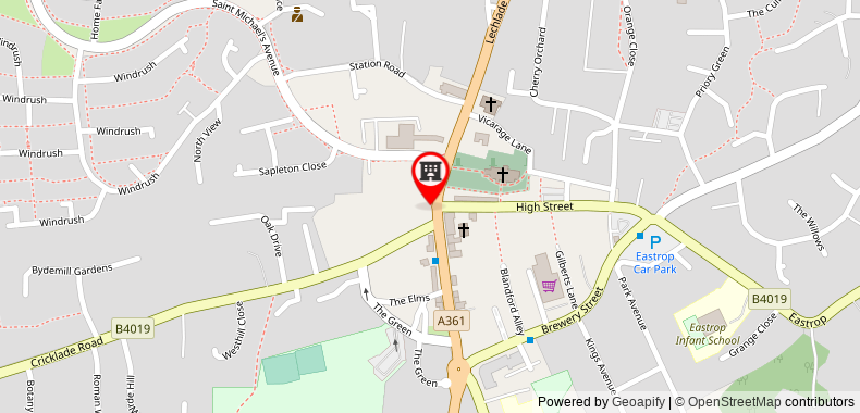 The Highworth Hotel on maps