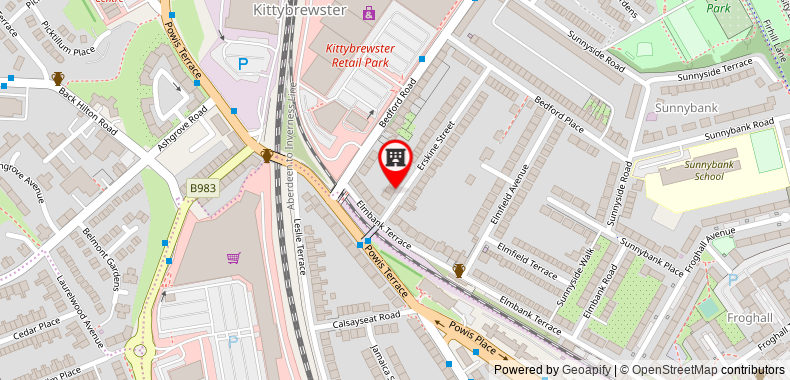 Bản đồ đến Modern Aberdeen City apartment free parking