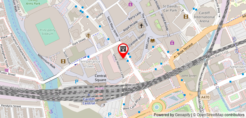 Travelodge Cardiff Central on maps