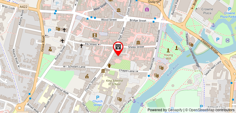 Bản đồ đến Khách sạn Mercure Stratford Upon Avon Shakespeare