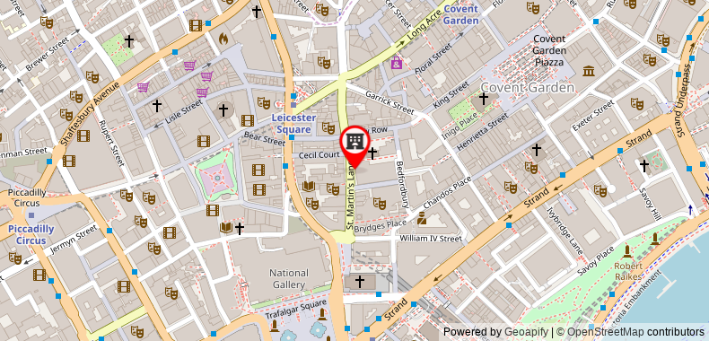 Bản đồ đến Khách sạn St Martins Lane