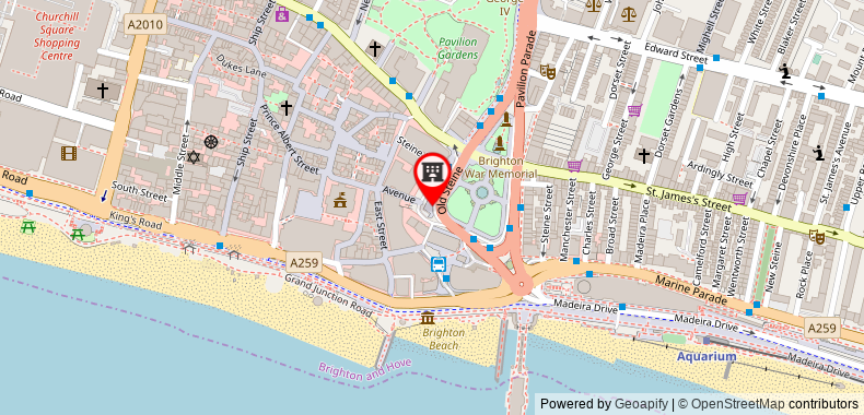 Bản đồ đến YHA Brighton Hostel