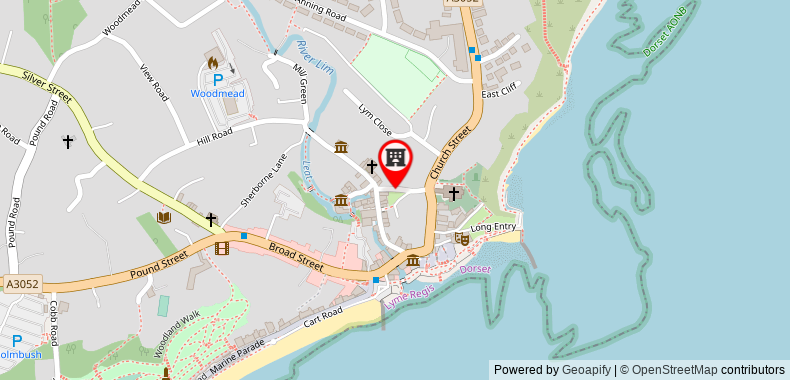 Monmouth House boutique apartments Lyme Regis on maps