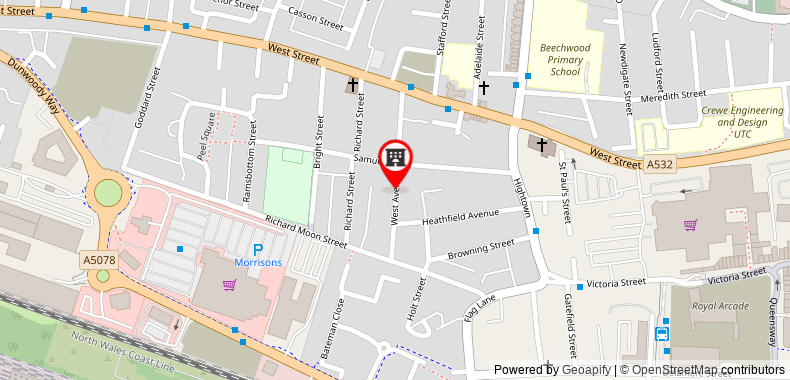 Bản đồ đến Crewe Rooms West Avenue
