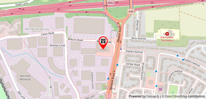 Bản đồ đến Premier Inn Warrington - A49, M62 J9