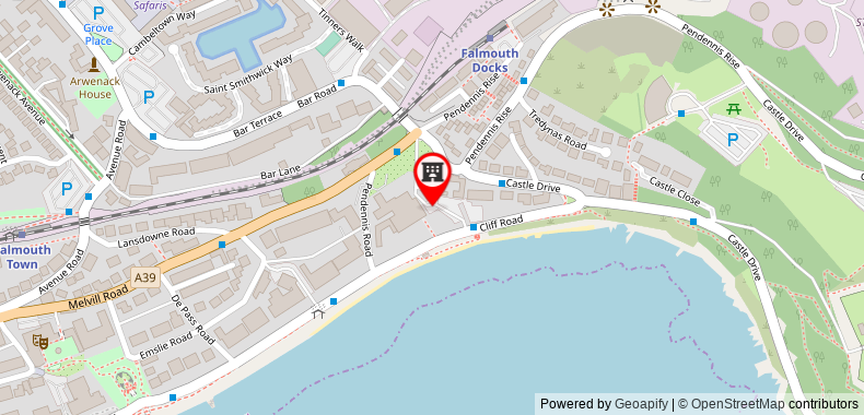 The Falmouth Hotel on maps