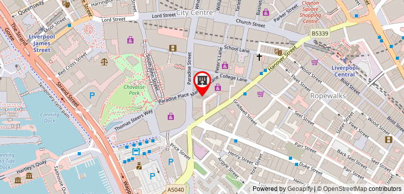 在地图上查看利物浦市中心布裡奇街酒店