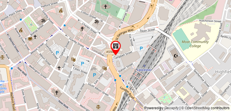 Premier Inn Leicester City Centre on maps