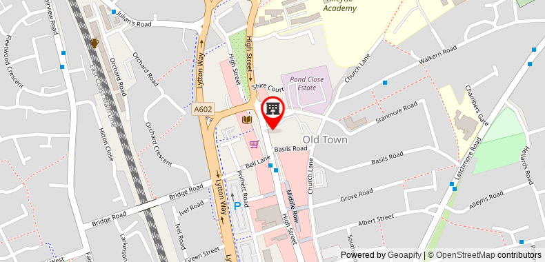 Bản đồ đến Khách sạn Cromwell Stevenage