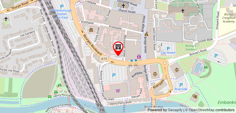 Bản đồ đến Khách sạn Park Inn by Radisson Peterborough
