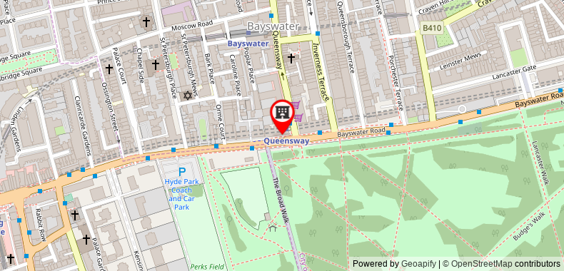 Hilton London Hyde Park on maps