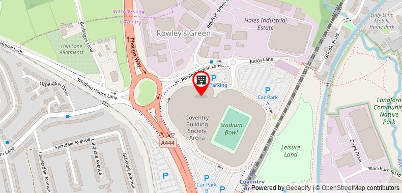 Bản đồ đến DoubleTree by Hilton Coventry Building Society Arena
