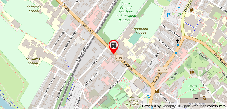 The Minster Hotel on maps