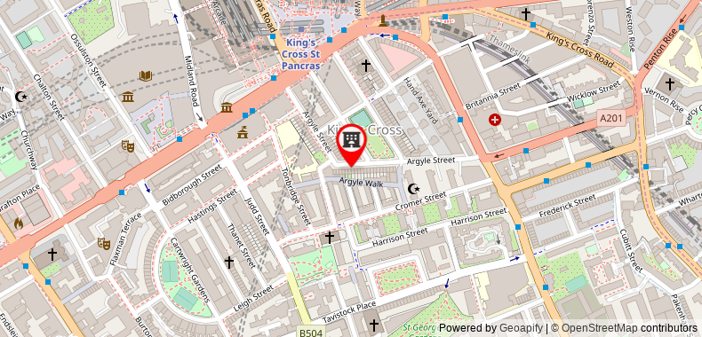 Kings Cross Hotel and Apartment London on maps