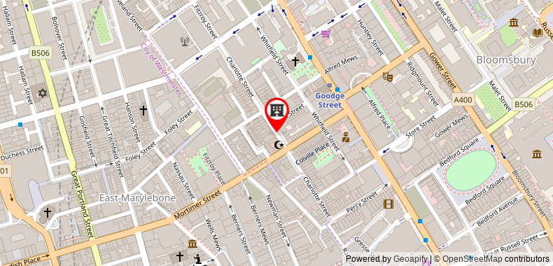 在地图上查看倫敦市中心概念公寓酒店