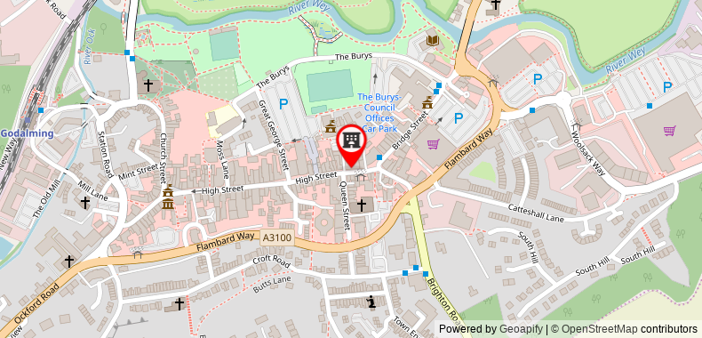 The Kings Arms and Royal Hotel, Godalming, Surrey on maps