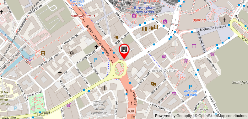Bản đồ đến Khách sạn Radisson Blu Birmingham
