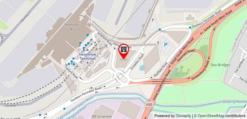 在地图上查看倫敦希斯路機場T4客運大樓智選假日酒店