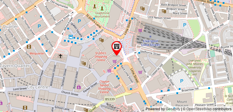 在地图上查看利物浦市中心假日酒店