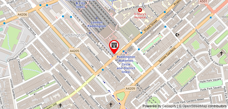 Hilton Paddington Hotel on maps