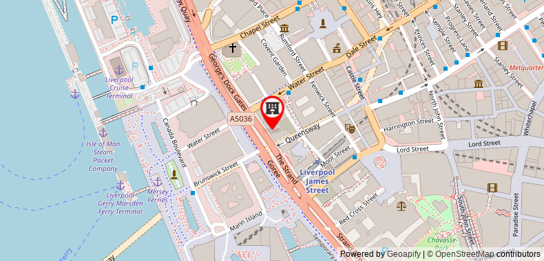 在地图上查看旅屋酒店 - 利物浦市中心海濱