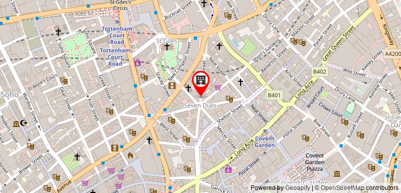 Bản đồ đến Khách sạn Radisson Blu Edwardian Mercer Street London