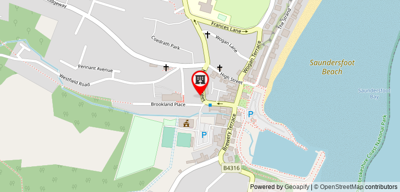 The Gower Hotel on maps