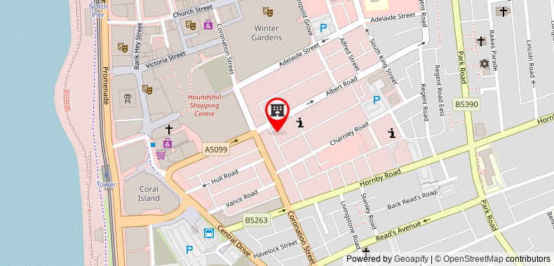 The Ruskin Hotel on maps
