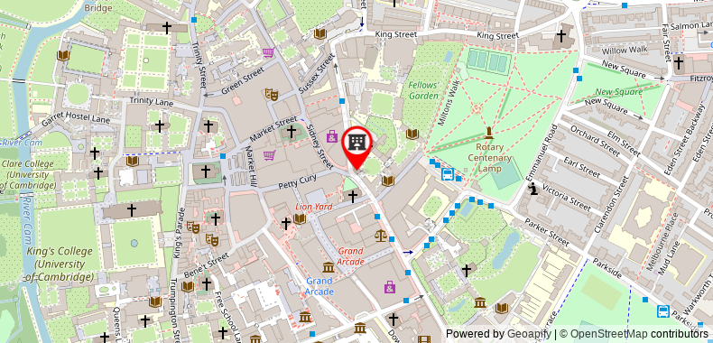 Bản đồ đến Christs College Cambridge Accommodation