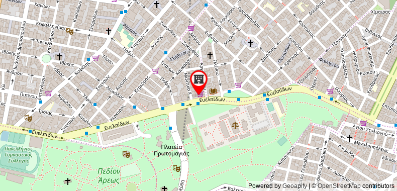在地图上查看雅典全景項目酒店