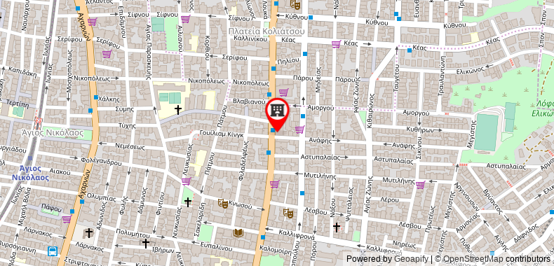 Athens City Hotel on maps
