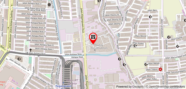 在地图上查看Apartemen Gading Nias Residence - Studio Bougenville 6th Fl