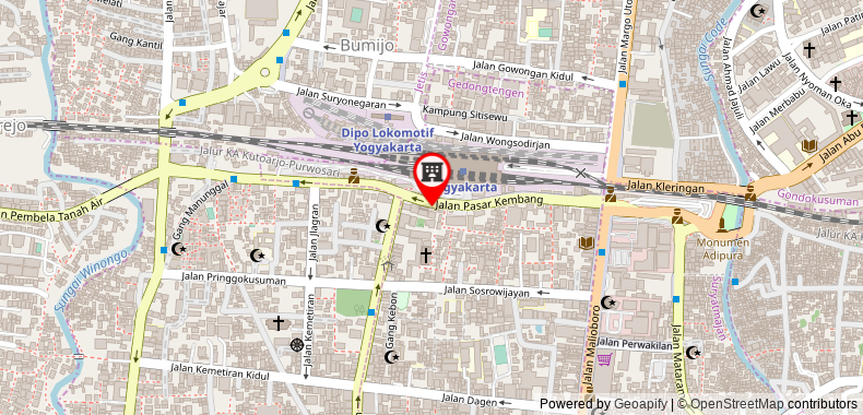 Bản đồ đến Khách sạn Mataram Malioboro Yogyakarta