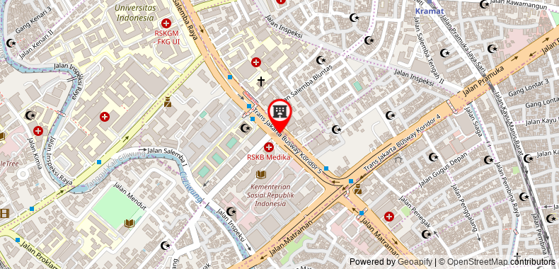 Bản đồ đến Khách sạn OYO Townhouse 1 Salemba Near RS PGI Cikini