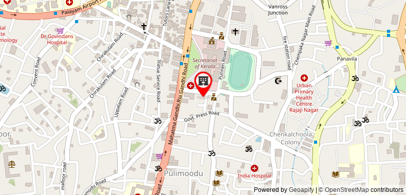 Bản đồ đến Khách sạn Trivandrum